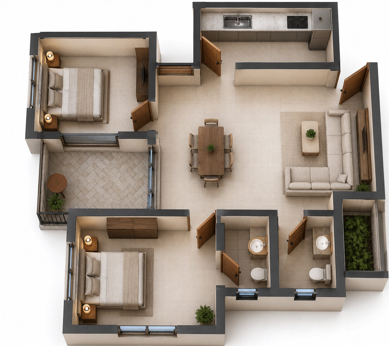 3D cutaway of a typical apartment